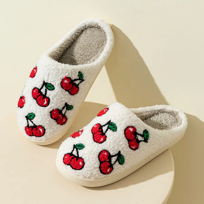 Fluffy Cherry Slippers for Women - Cozy Winter Style 41-42 by HitMyNeed