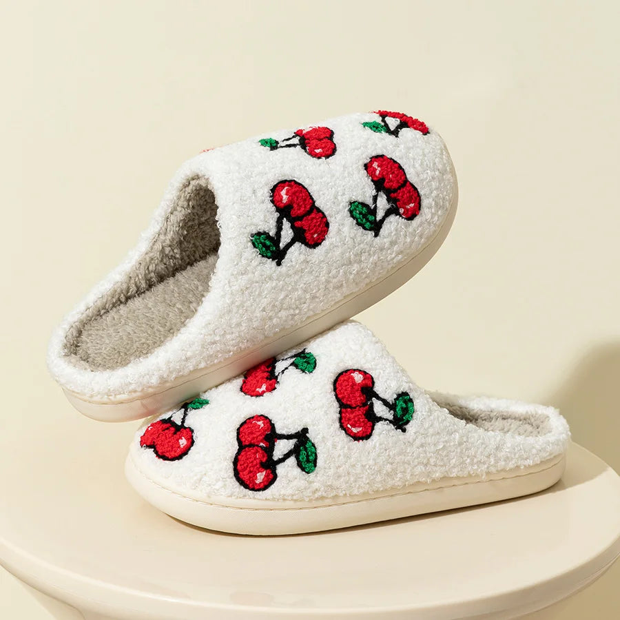 Fluffy Cherry Slippers for Women - Cozy Winter Style 43-44 by HitMyNeed