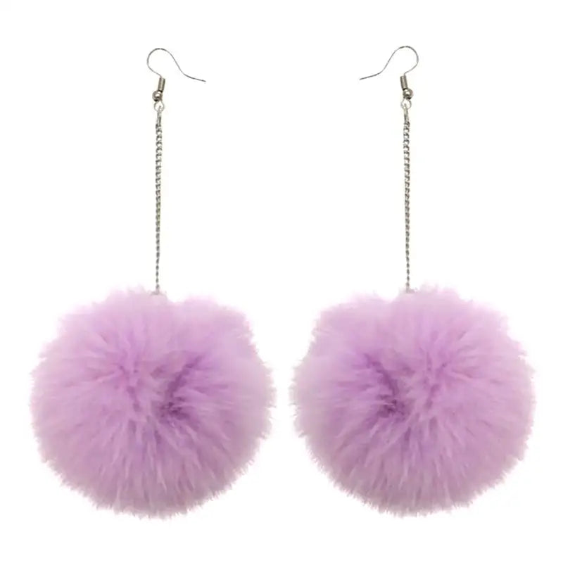 Fluffy Dangle Pom Pom Earrings for Women 11.0 by HitMyNeed
