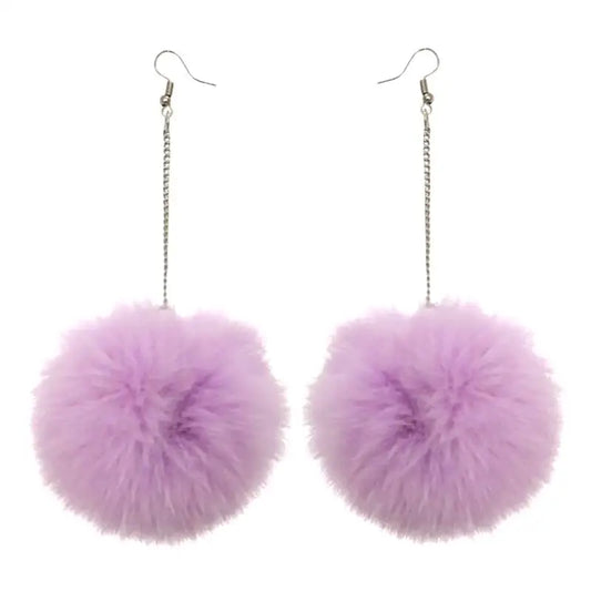Fluffy Dangle Pom Pom Earrings for Women 11.0 by HitMyNeed