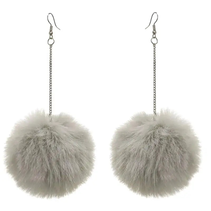 Fluffy Dangle Pom Pom Earrings for Women 12.0 by HitMyNeed