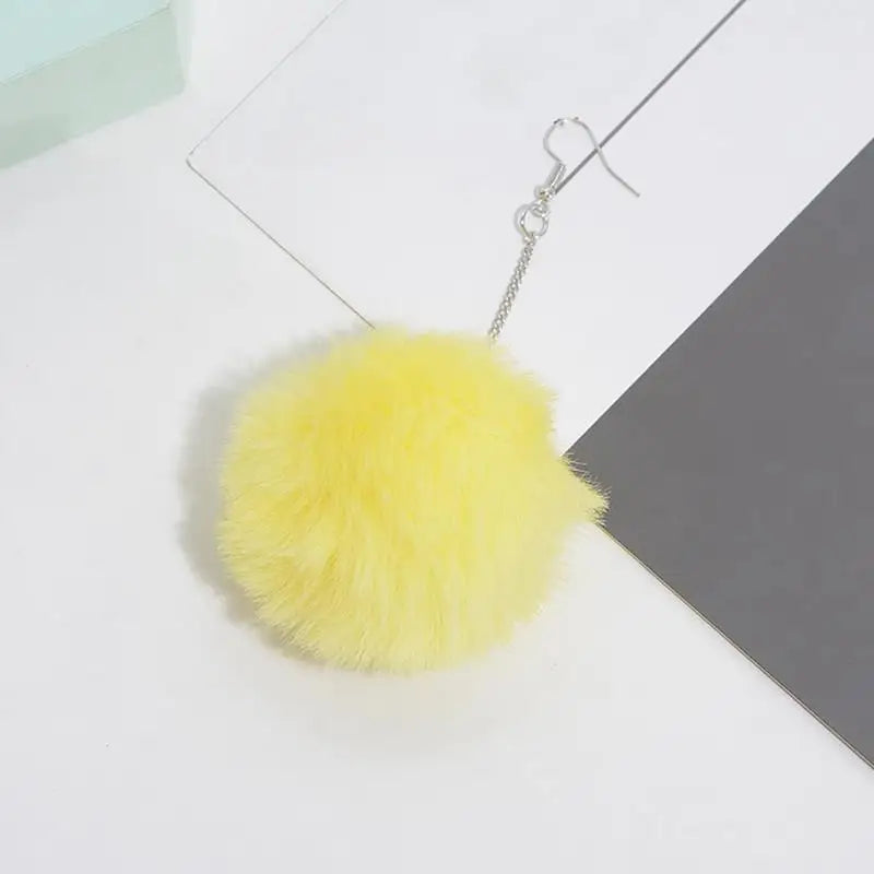 Fluffy Dangle Pom Pom Earrings for Women by HitMyNeed