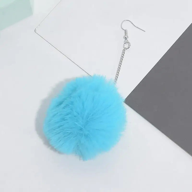 Fluffy Dangle Pom Pom Earrings for Women by HitMyNeed