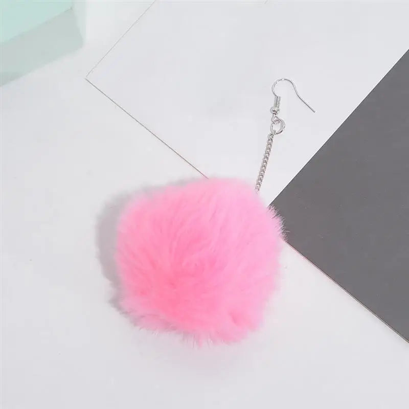 Fluffy Dangle Pom Pom Earrings for Women by HitMyNeed
