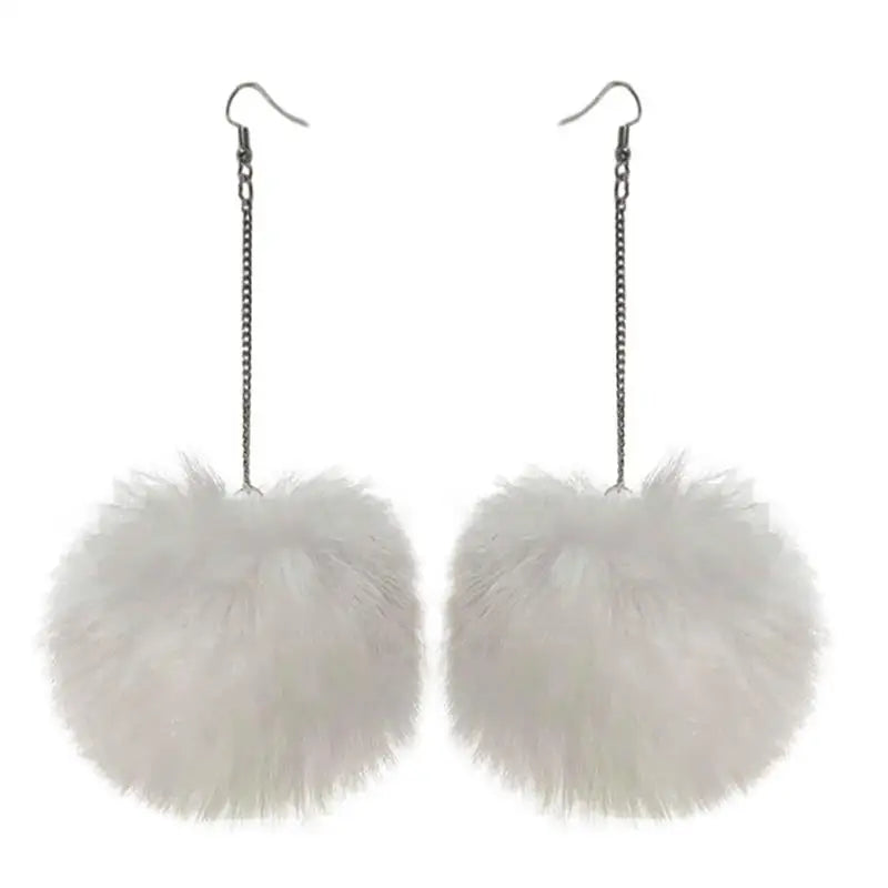 Fluffy Dangle Pom Pom Earrings for Women 1.0 by HitMyNeed