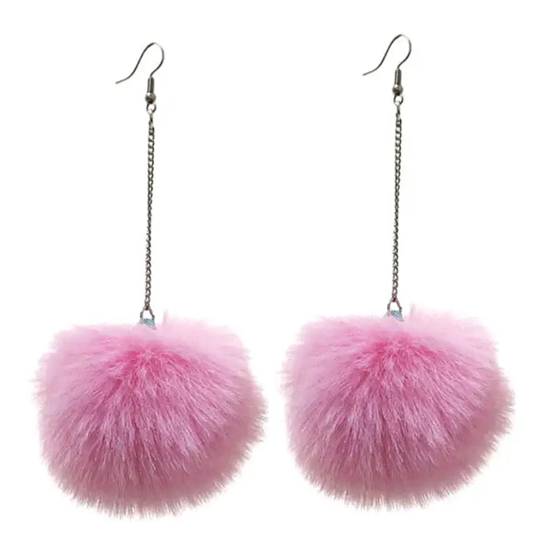 Fluffy Dangle Pom Pom Earrings for Women 5.0 by HitMyNeed