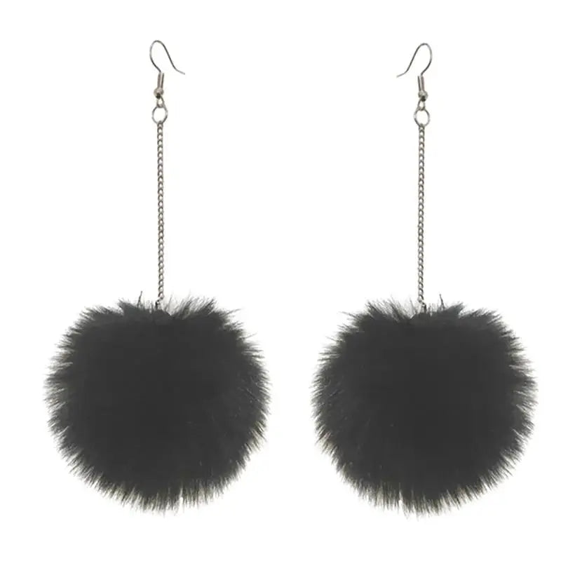 Fluffy Dangle Pom Pom Earrings for Women 6.0 by HitMyNeed