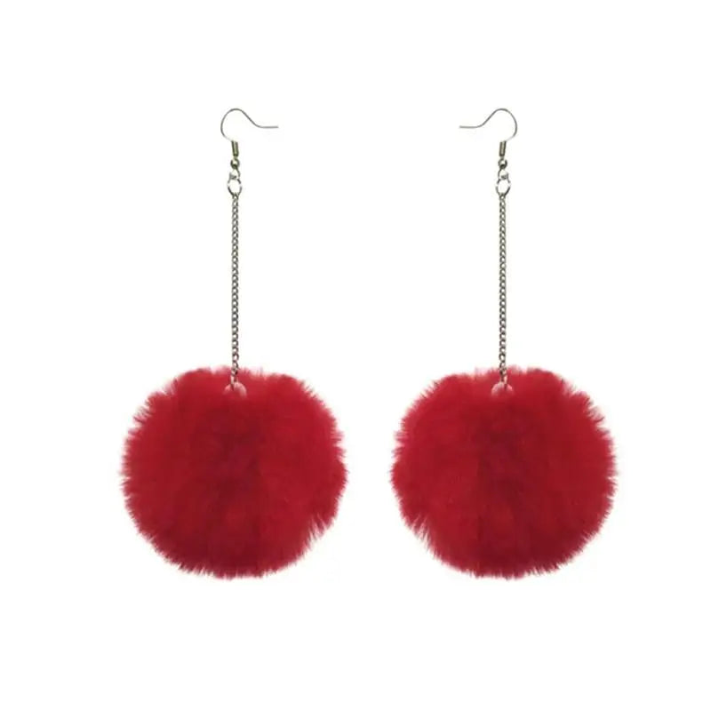 Fluffy Dangle Pom Pom Earrings for Women 7.0 by HitMyNeed