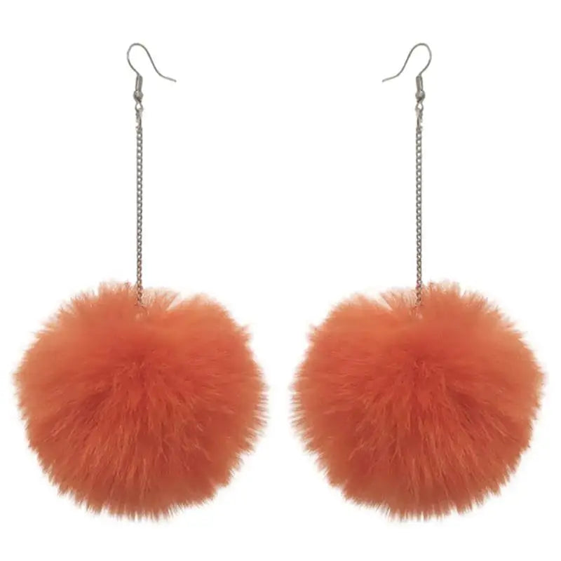 Fluffy Dangle Pom Pom Earrings for Women 8.0 by HitMyNeed
