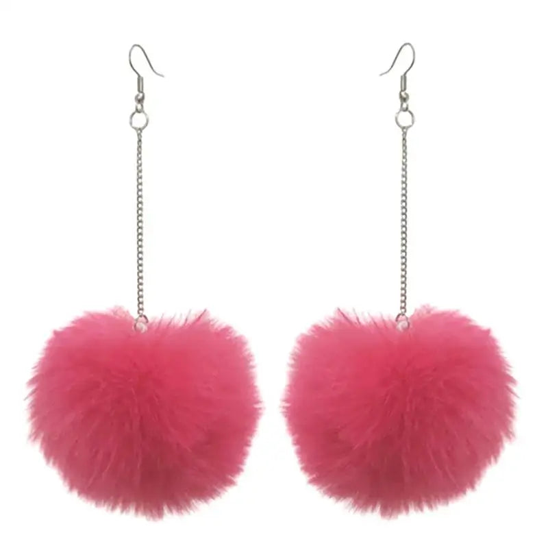 Fluffy Dangle Pom Pom Earrings for Women 9.0 by HitMyNeed