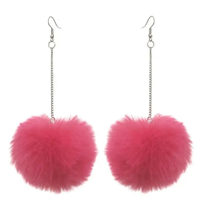 Fluffy Dangle Pom Pom Earrings for Women 9.0 by HitMyNeed