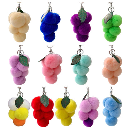 Fluffy Faux Fur Grape Pom Pom Keychain by HitMyNeed