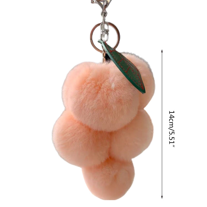 Fluffy Faux Fur Grape Pom Pom Keychain by HitMyNeed