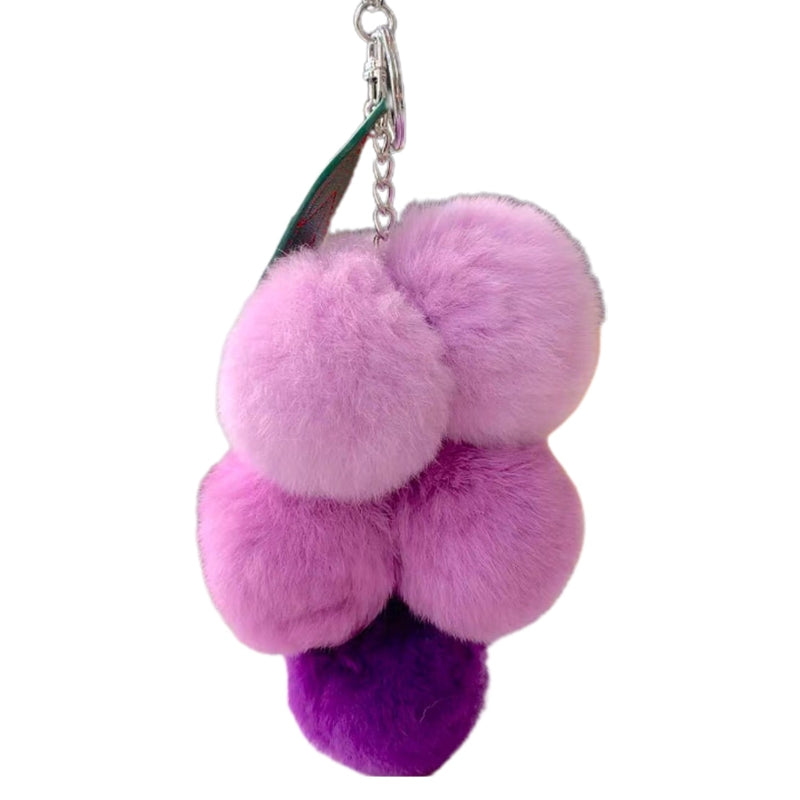 Fluffy Faux Fur Grape Pom Pom Keychain gradient-purple by HitMyNeed