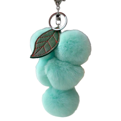 Fluffy Faux Fur Grape Pom Pom Keychain light-green by HitMyNeed