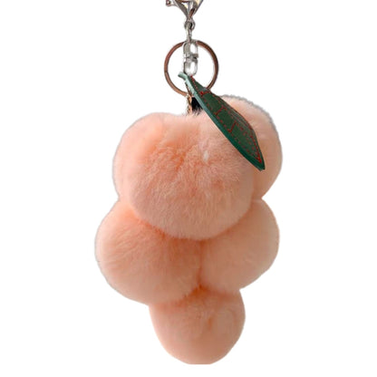 Fluffy Faux Fur Grape Pom Pom Keychain light-pink by HitMyNeed