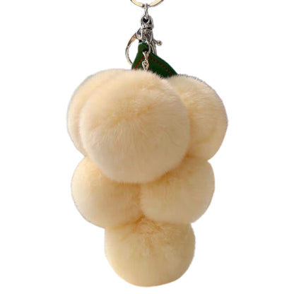 Fluffy Faux Fur Grape Pom Pom Keychain white by HitMyNeed
