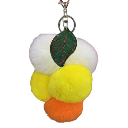 Fluffy Faux Fur Grape Pom Pom Keychain white-yellow-orange by HitMyNeed