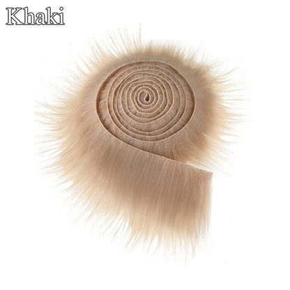 Fluffy Faux Fur Ribbon for Crafts & Decor 1.5m khaki by HitMyNeed