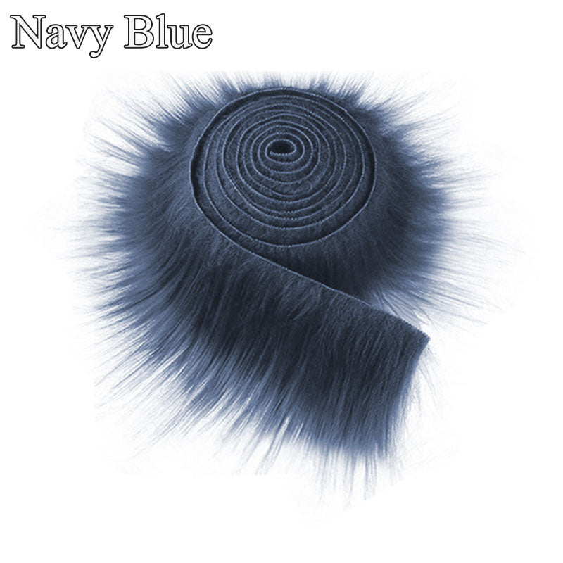 Fluffy Faux Fur Ribbon for Crafts & Decor 1.5m navy-blue by HitMyNeed