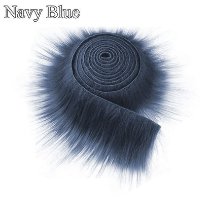 Fluffy Faux Fur Ribbon for Crafts & Decor 1.5m navy-blue by HitMyNeed