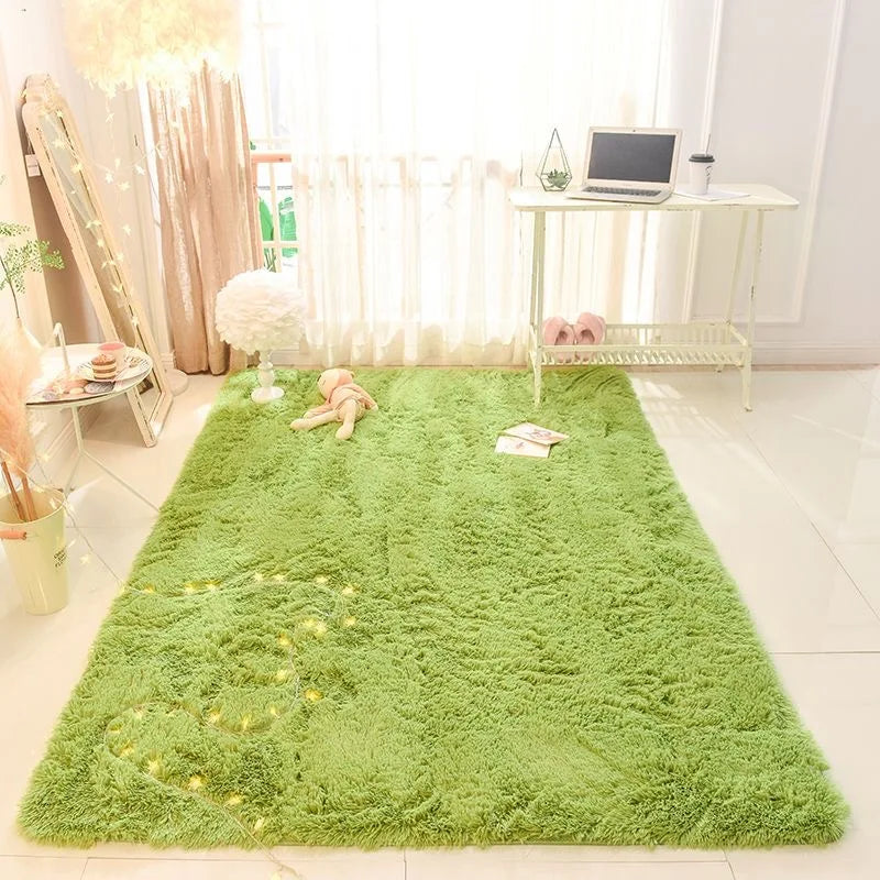 Fluffy Green Shaggy Area Rug for Living Room & Nursery by HitMyNeed