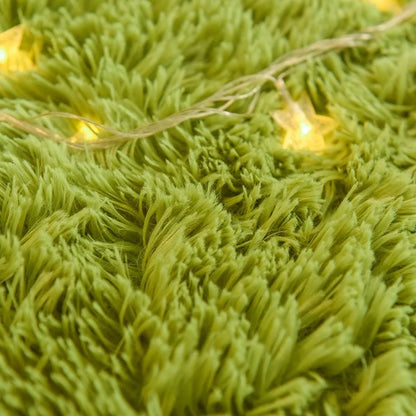 Fluffy Green Shaggy Area Rug for Living Room & Nursery by HitMyNeed