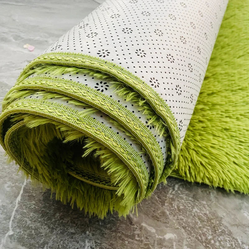 Fluffy Green Shaggy Area Rug for Living Room & Nursery by HitMyNeed