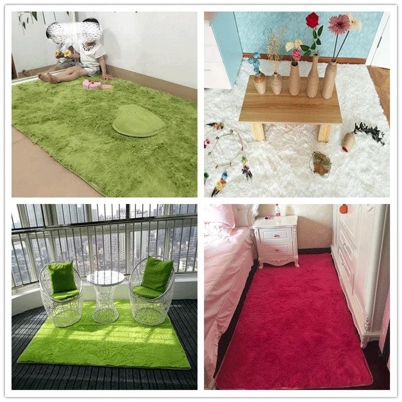 Fluffy Green Shaggy Area Rug for Living Room & Nursery by HitMyNeed