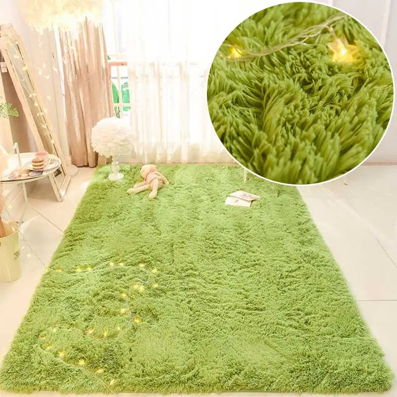 Fluffy Green Shaggy Area Rug for Living Room & Nursery grass-green-carpet 100x160cm by HitMyNeed