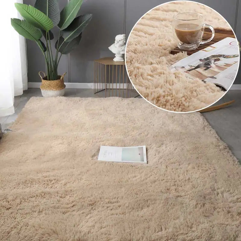 Fluffy Green Shaggy Area Rug for Living Room & Nursery light-camel-carpet 80x120cm by HitMyNeed
