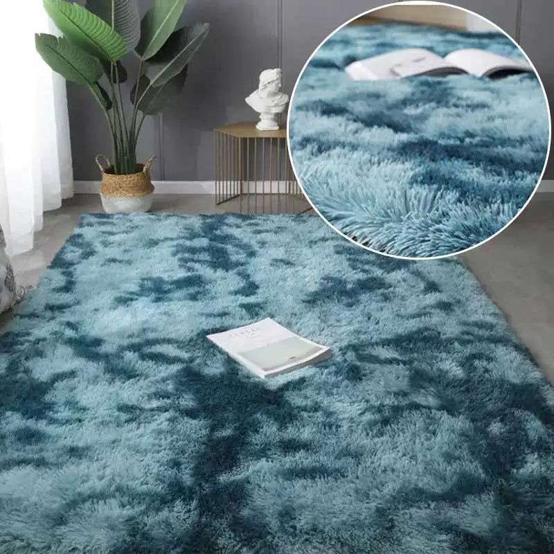 Fluffy Green Shaggy Area Rug for Living Room & Nursery peacock-blue-carpet 80x200cm by HitMyNeed