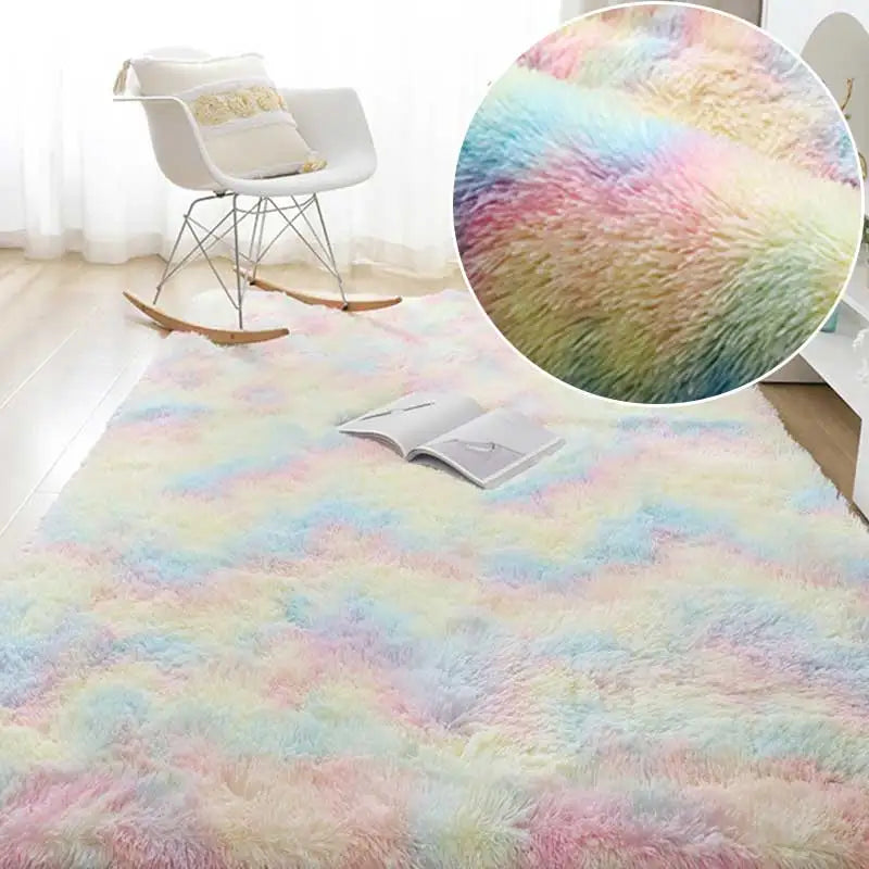 Fluffy Green Shaggy Area Rug for Living Room & Nursery rainbow-carpet 160x230cm by HitMyNeed