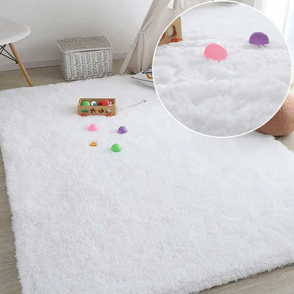 Fluffy Green Shaggy Area Rug for Living Room & Nursery white-carpet 160x200cm by HitMyNeed