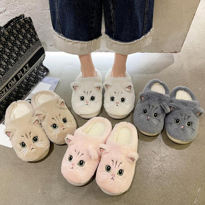 Fluffy Plush Cat House Slippers for Women & Men by HitMyNeed