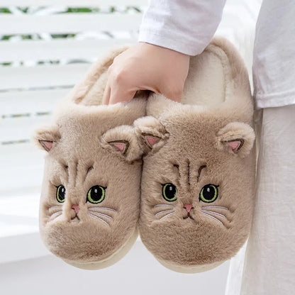 Fluffy Plush Cat House Slippers for Women & Men khaki cn40-41 by HitMyNeed