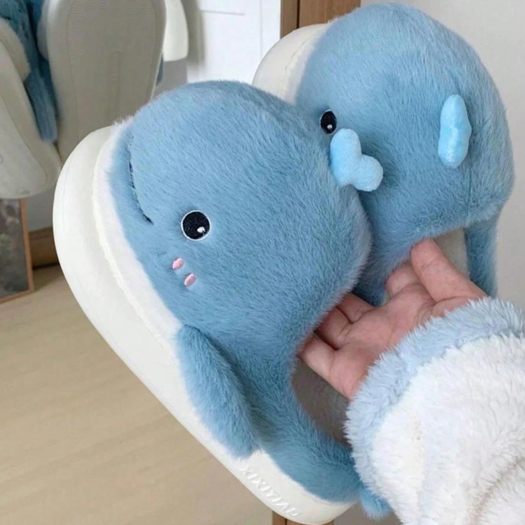 Fluffy Whale Slippers for Women and Men by HitMyNeed