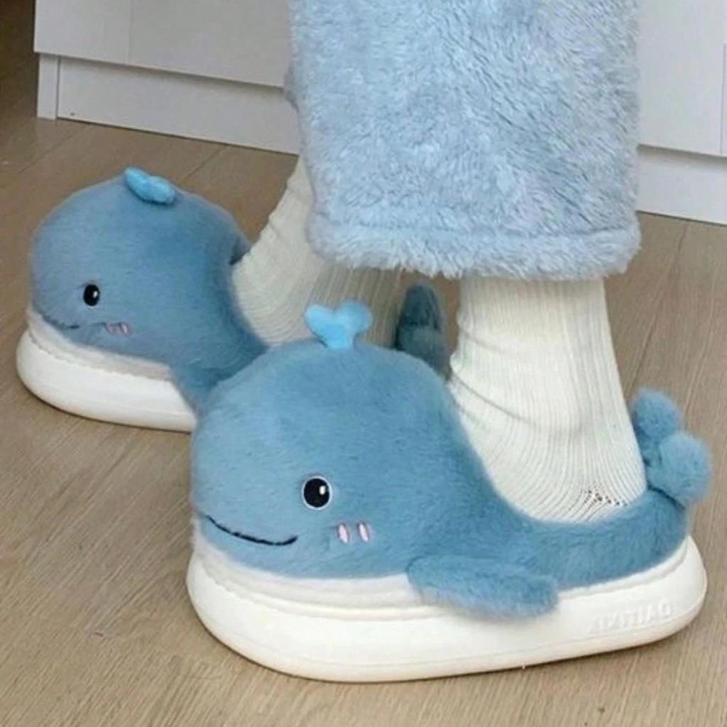 Fluffy Whale Slippers for Women and Men by HitMyNeed