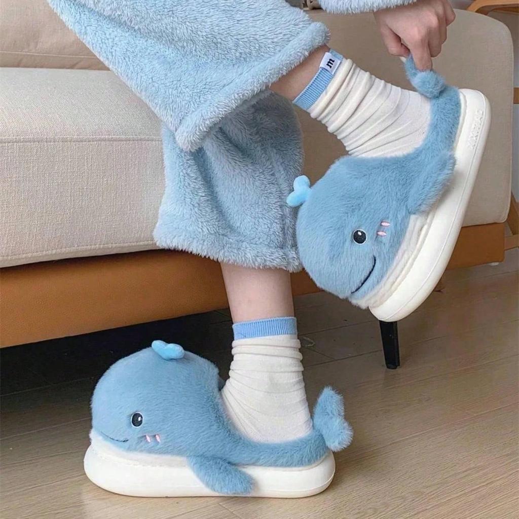 Fluffy Whale Slippers for Women and Men by HitMyNeed