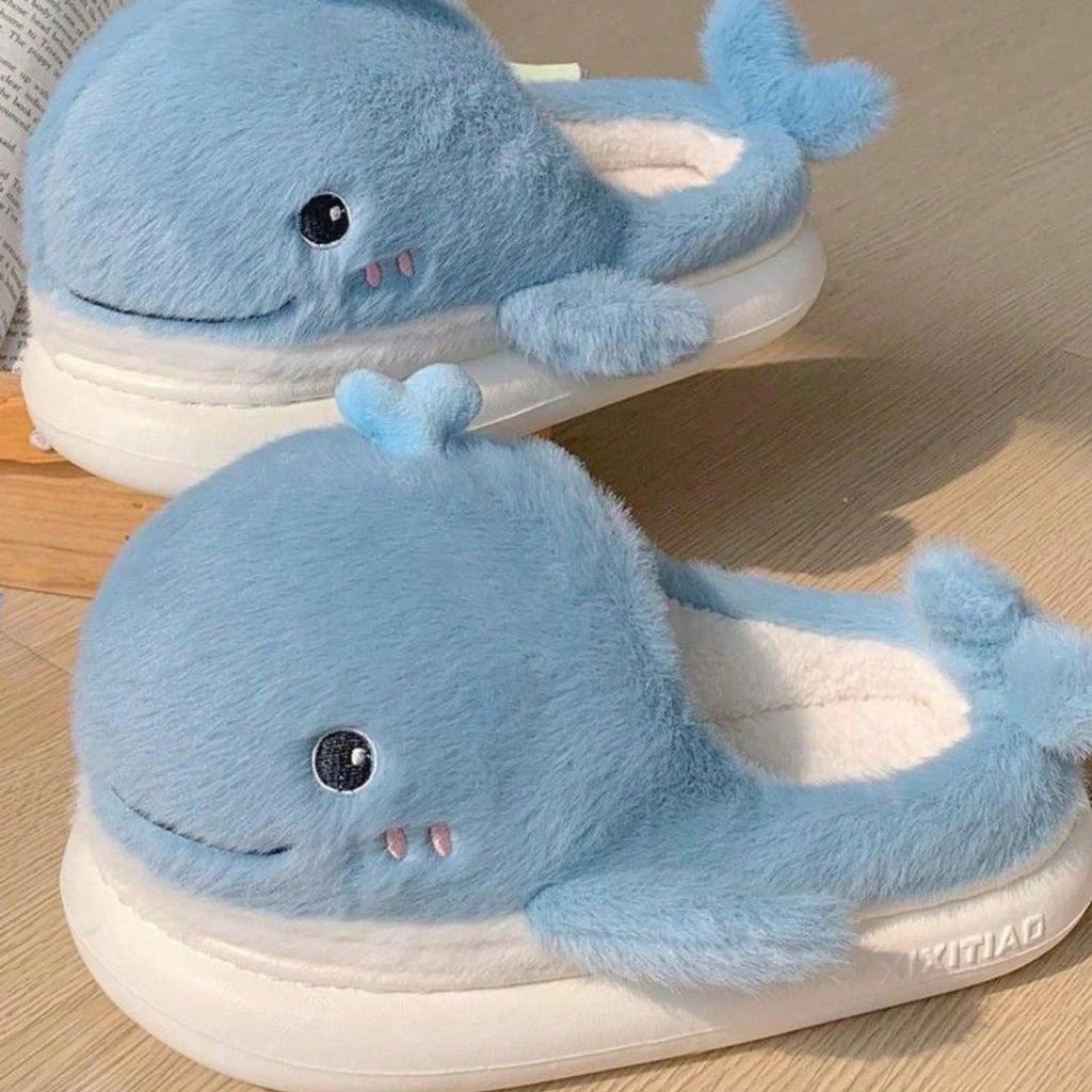Fluffy Whale Slippers for Women and Men by HitMyNeed