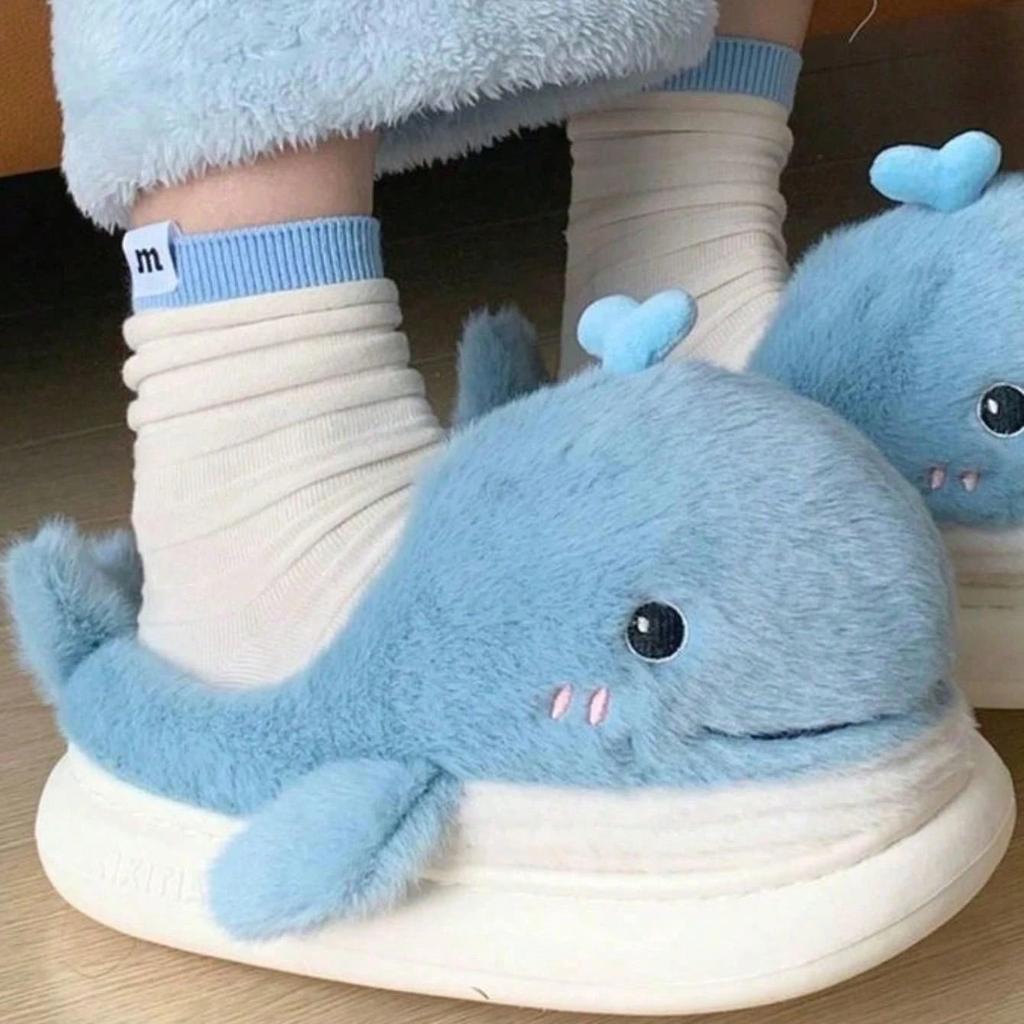 Fluffy Whale Slippers for Women and Men by HitMyNeed