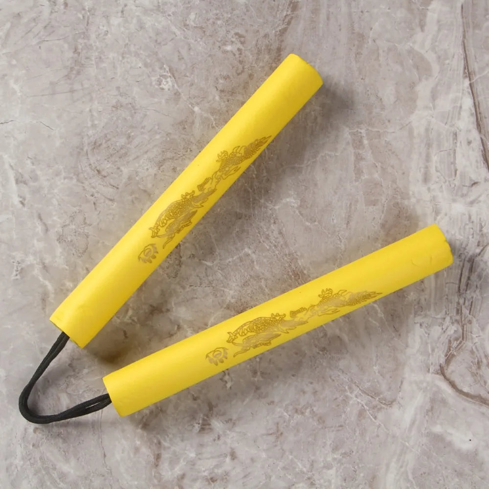 Foam Training Nunchucks for Kids - Rope Chain 25cm yellow by HitMyNeed