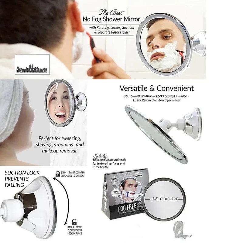 Fogless Shower Makeup & Shaving Mirror 360° with Holder by HitMyNeed