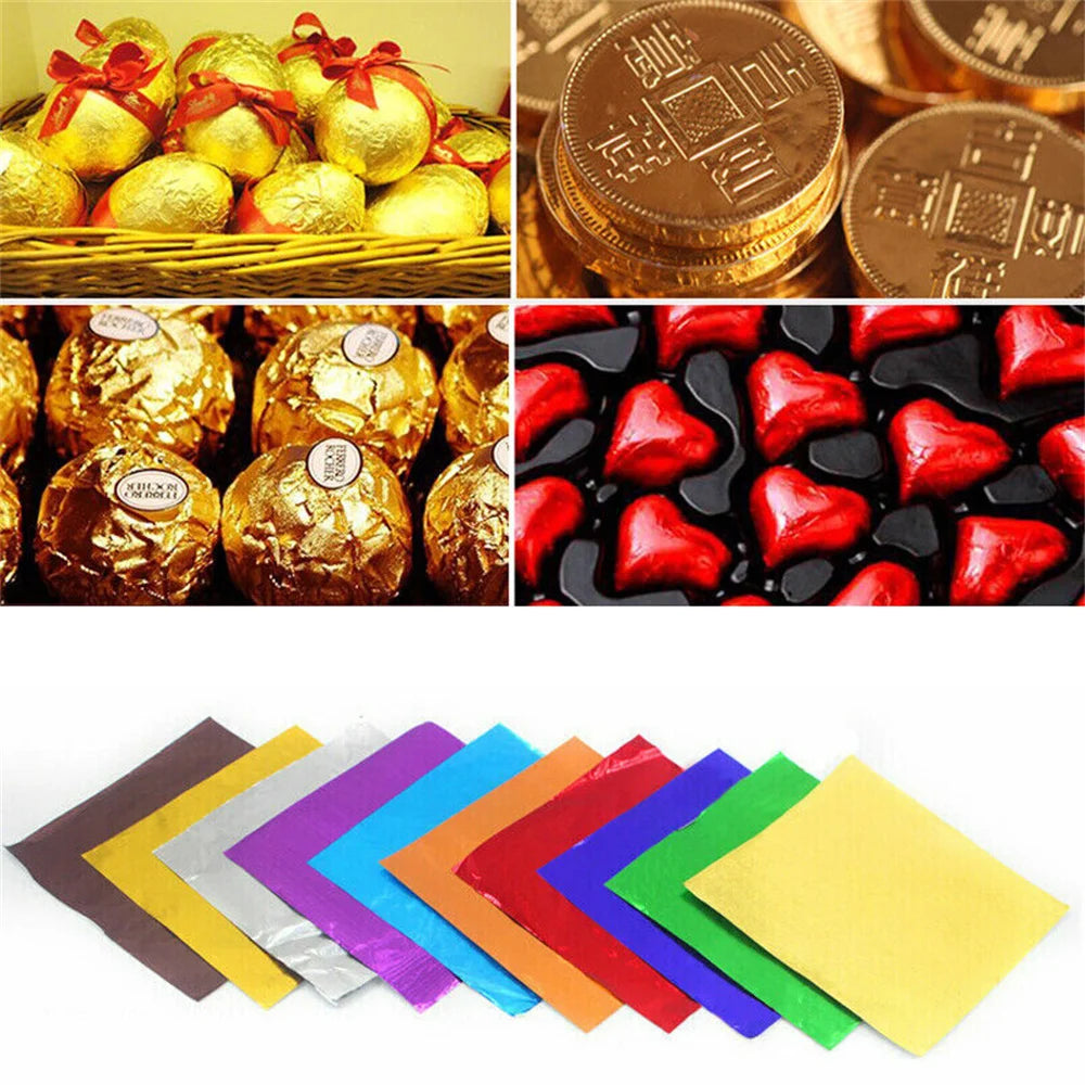 Foil Chocolate Wrappers 8x8cm (100 Pack) by HitMyNeed