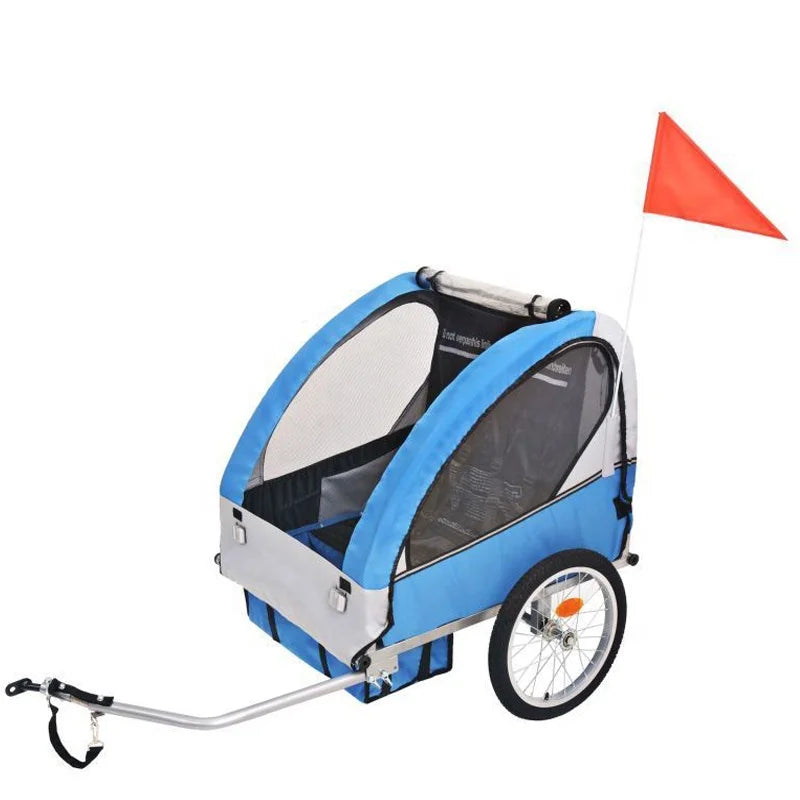 Foldable 2-in-1 Bike Trailer & Baby Pet Stroller blue by HitMyNeed