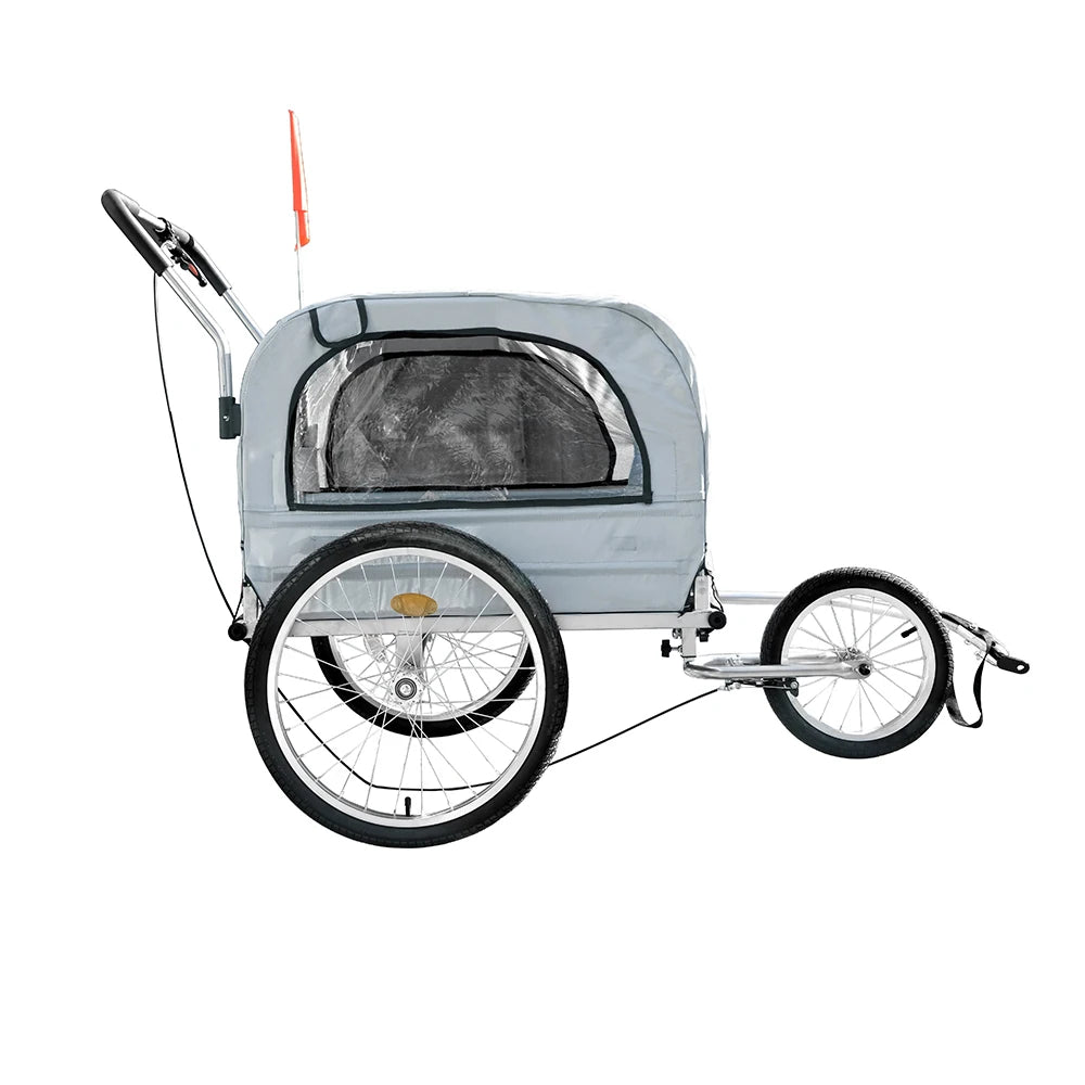 Foldable 2-in-1 Bike Trailer & Baby Pet Stroller dark-grey by HitMyNeed