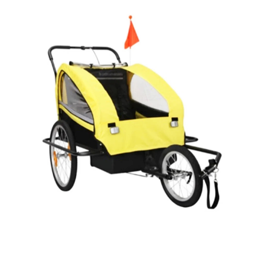Foldable 2-in-1 Bike Trailer & Baby Pet Stroller yellow by HitMyNeed