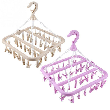 Foldable 32-Clip Sock and Underwear Drying Rack by HitMyNeed