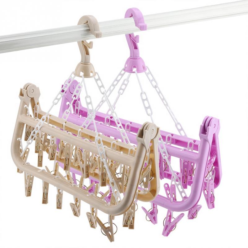 Foldable 32-Clip Sock and Underwear Drying Rack by HitMyNeed