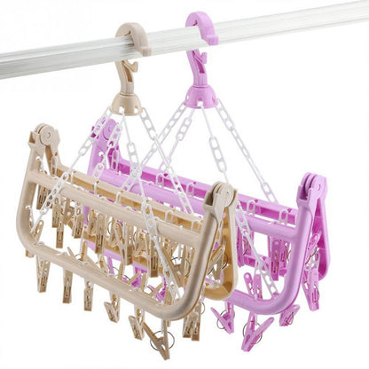 Foldable 32-Clip Sock and Underwear Drying Rack by HitMyNeed
